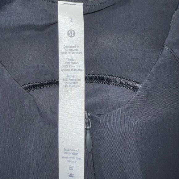 Lululemon High Neck UVP Zippered black shorts Romper women's size 2 NWOT - Picture 6 of 6